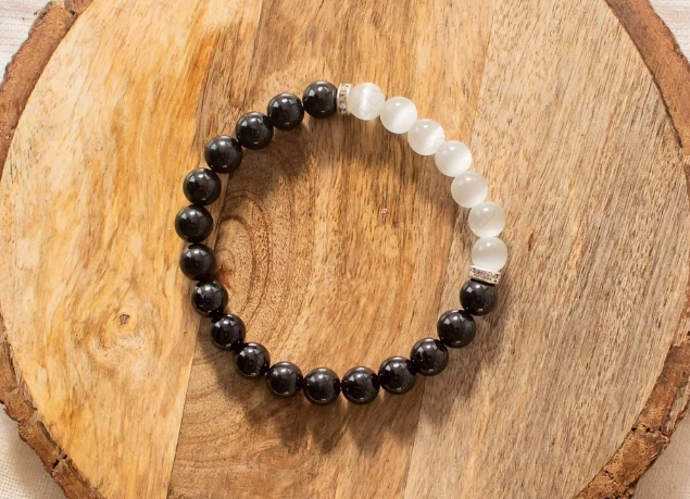 black tourmaline and selenite